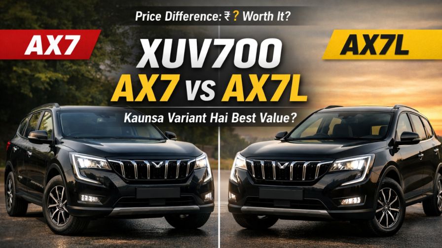XUV700 AX7 vs AX7L comparison image showing exterior and feature difference